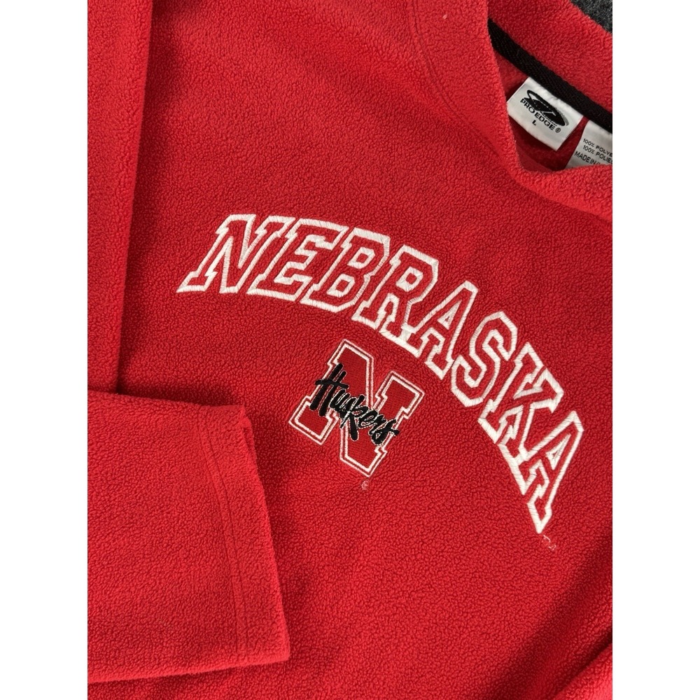 Nebraska Huskers Fleece Pullover Mens L Red Pro Edge Embroidered NCAA